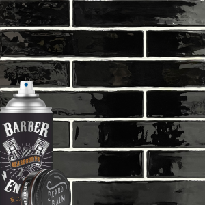 Wandtegels Handvorm 5x25cm Zwart glans