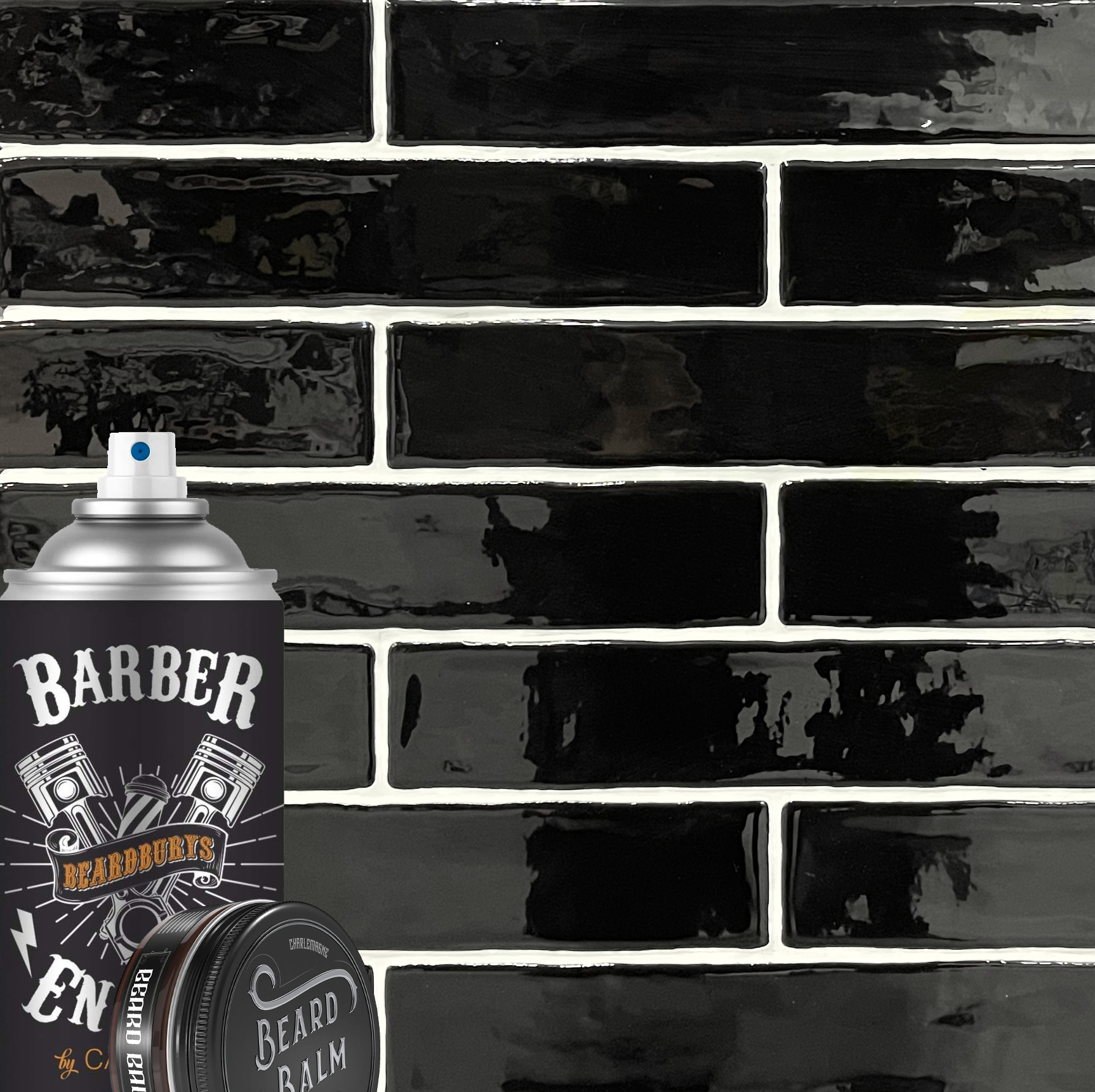 Wandtegels Handvorm 5x25cm Zwart glans